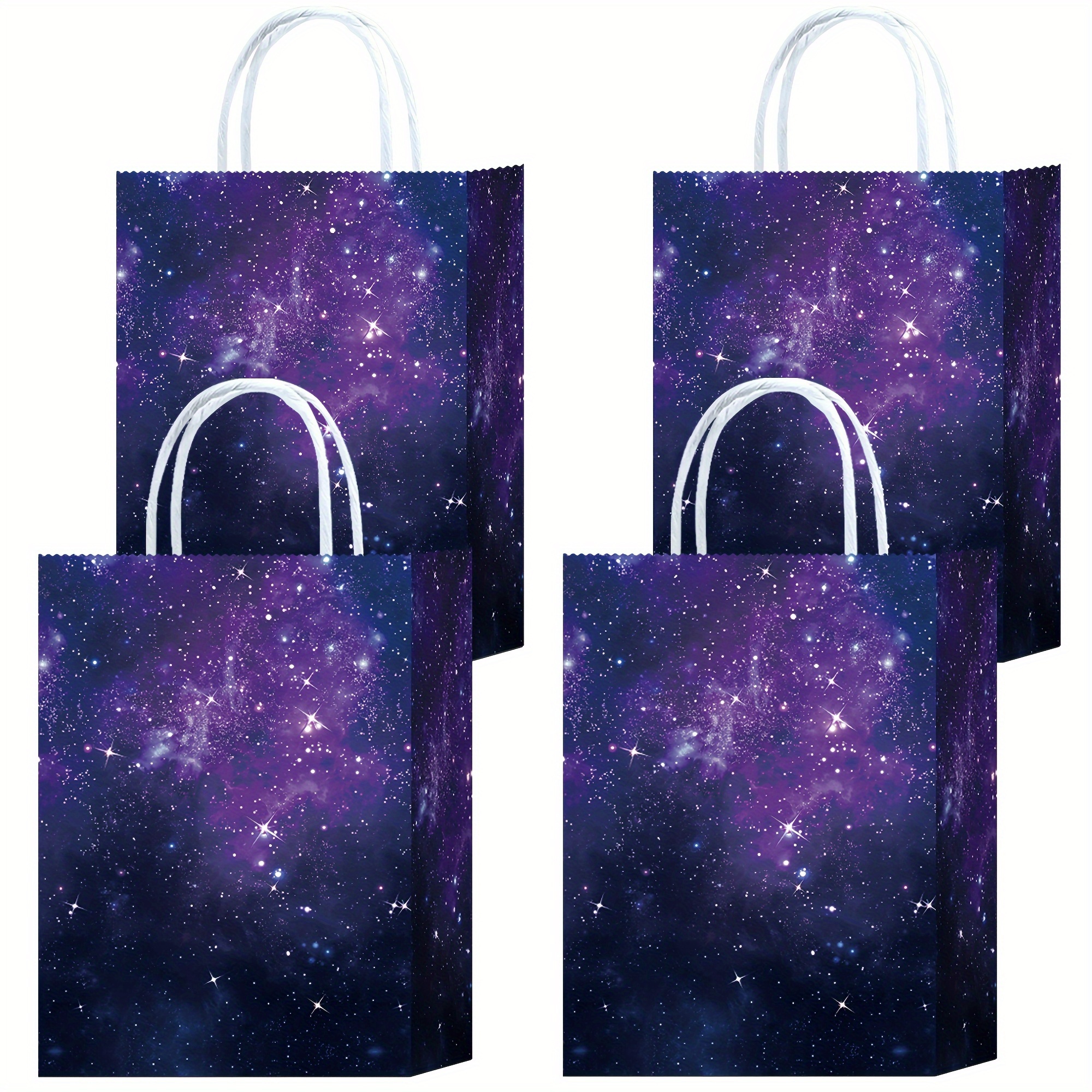 

12-piece Large Galaxy Birthday Gift Bags - Purple Nebula Themed Party Favor Pieceages For All Ages, Ideal For Toys, Treats & Crafts
