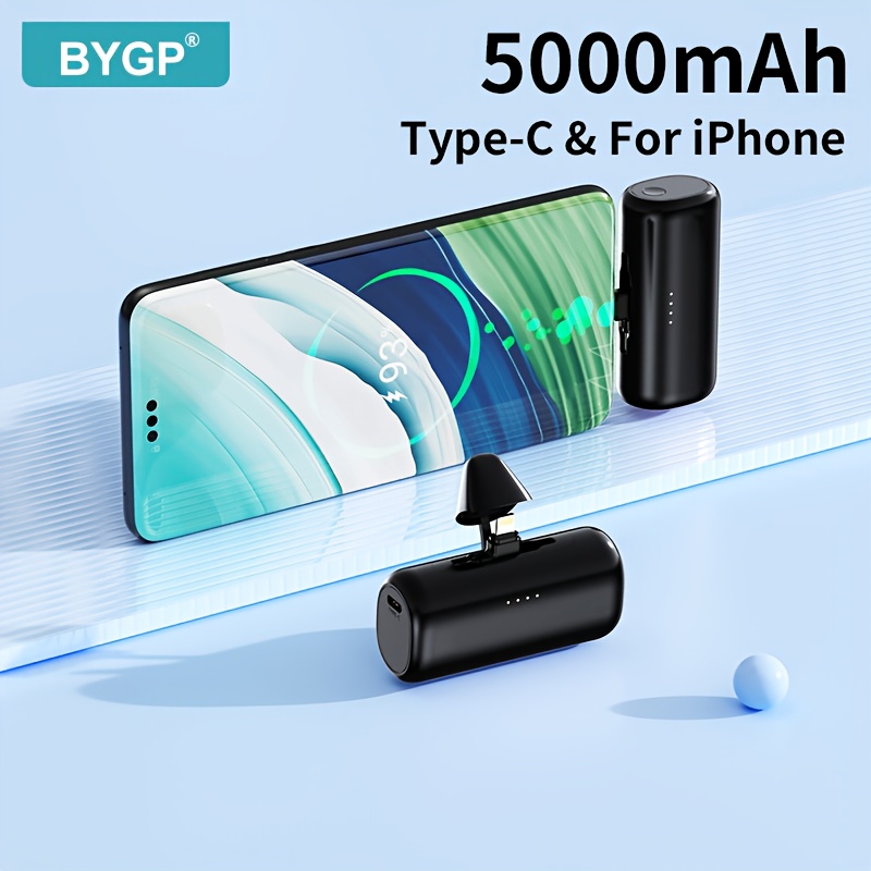 Image of Bygp New 5000mah Portable Charger - Capsule Design Bank, Display, Type-c Interface, Emergency Backup Outdoor Phone Battery Pack For Iphone And , Gift