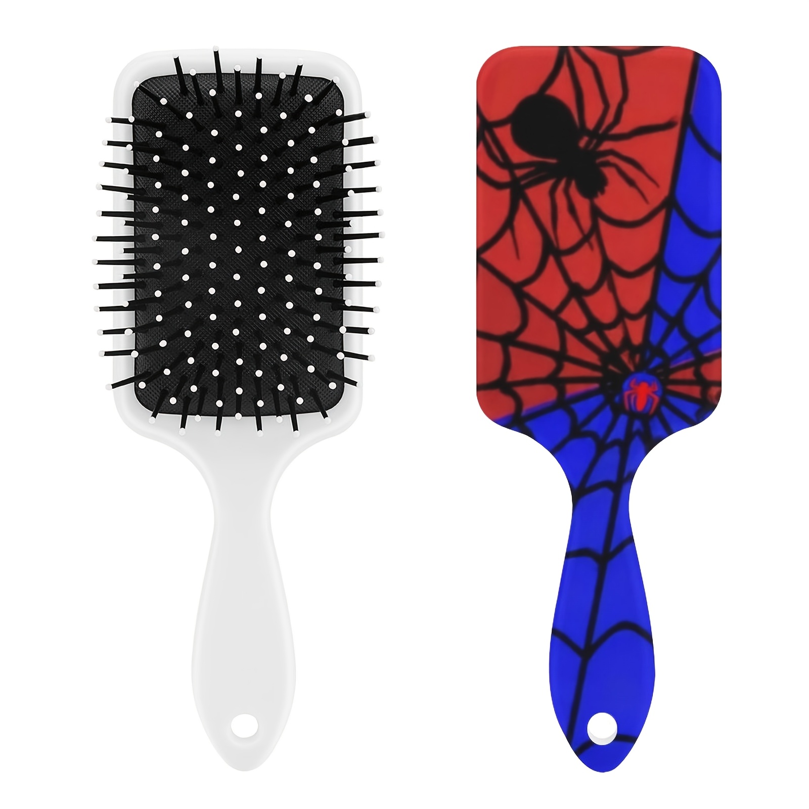 TEMU Peigne à dents peignes rembourré avec impression toile d'araignée contrastée rouge et bleue, doté d'une démêlante douce avec technologie