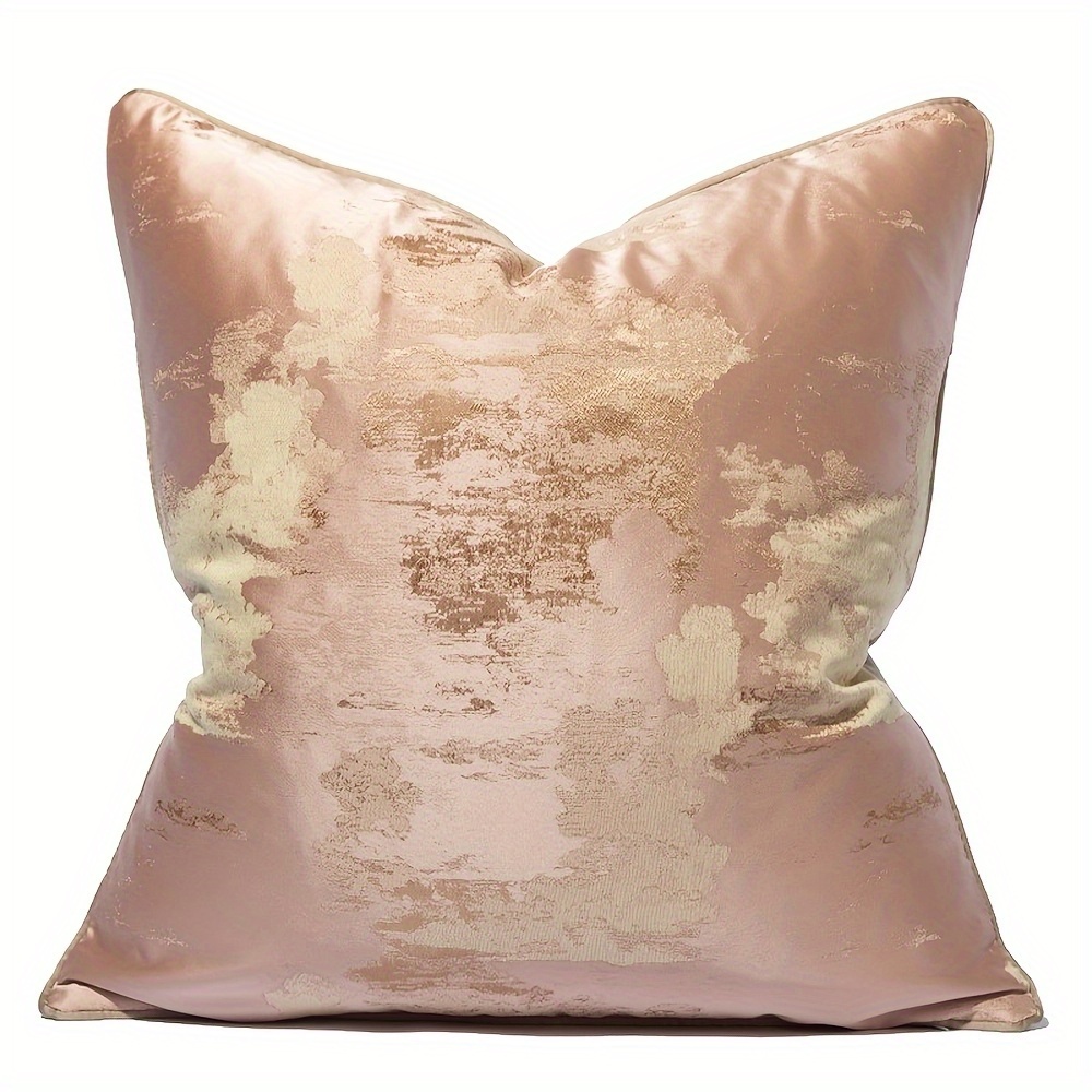 TEMU 1 Housse de coussin Jacquard Broderie de Luxe Haute | Garnissage, Housse de Coussin Décorative Abstraite pour Canapé, Bleu|Rose, 18X18 20X20