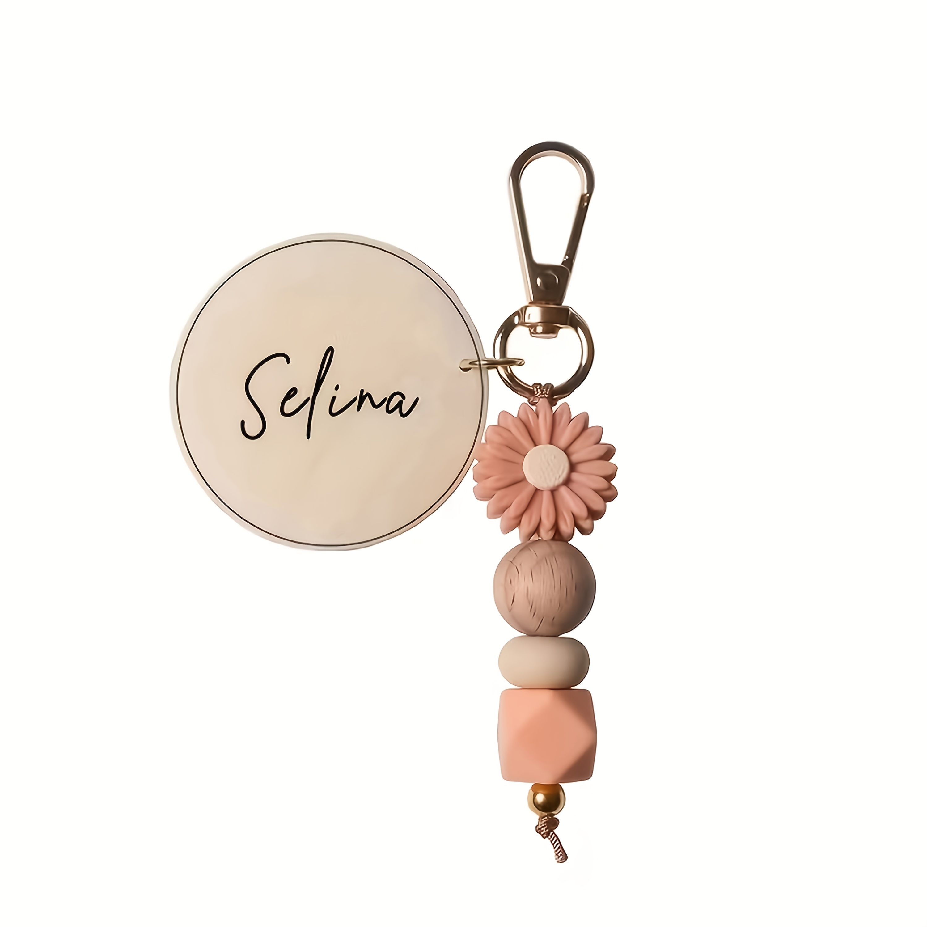TEMU Personalized Wooden Keychain – Engraved With Names/text/patterns, Elegant Bead Necklace For Birthdays/anniversaries/mother' Day/valentine' Day