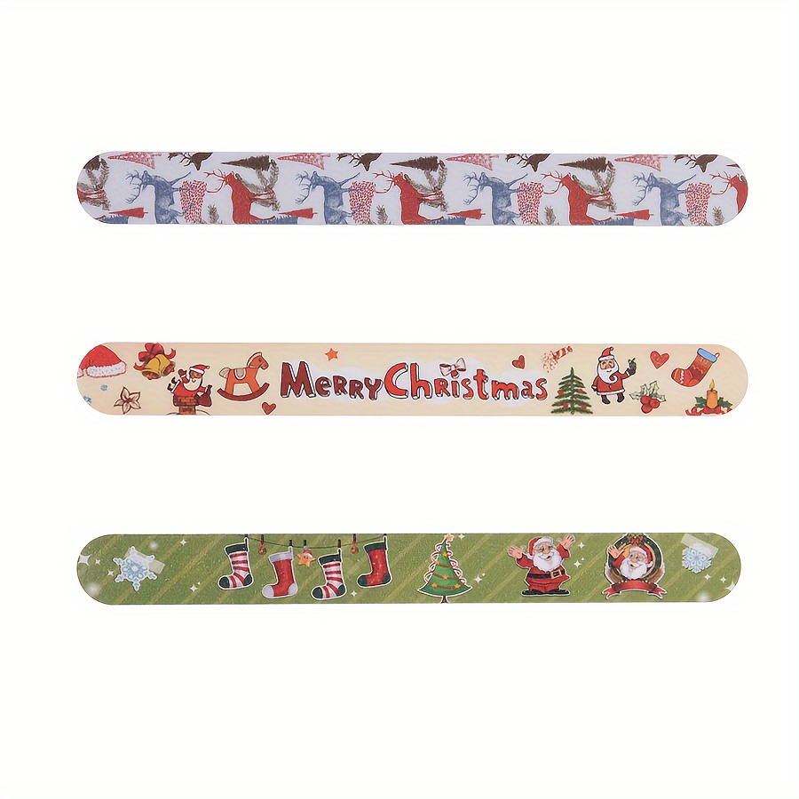 Image of 3pcs/5pcs/10pcs Random Style Delivery, Color Printing Double-sided Polish Nail File, Christmas Nail Polish Tools, Shaved Fine Sand Polish Strips, Sponge Polishing Nail File