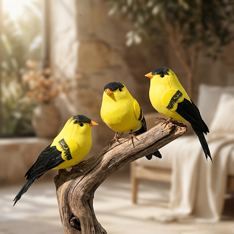 TEMU 3pcs Set Of Realistic Small Bird Hanging Ornaments, Perfect For Garden And Gardener Home Decor