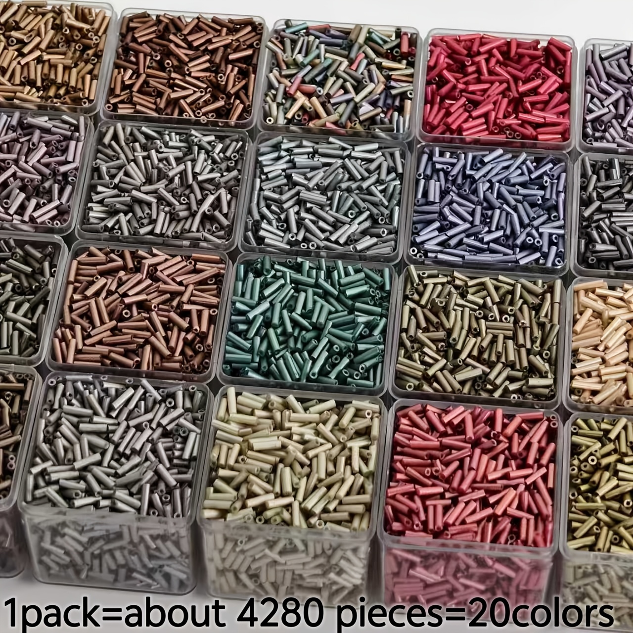 TEMU 4280pcs Assortiment de 20 couleurs, Perles tubes en verre vintage, 2 X 6Mm, Fabrication de bijoux, Bracelets, et artisanat - Convient pour de