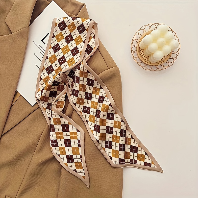 French-Style Elegant Brown Scarf, Versatile Decorative Ribbon