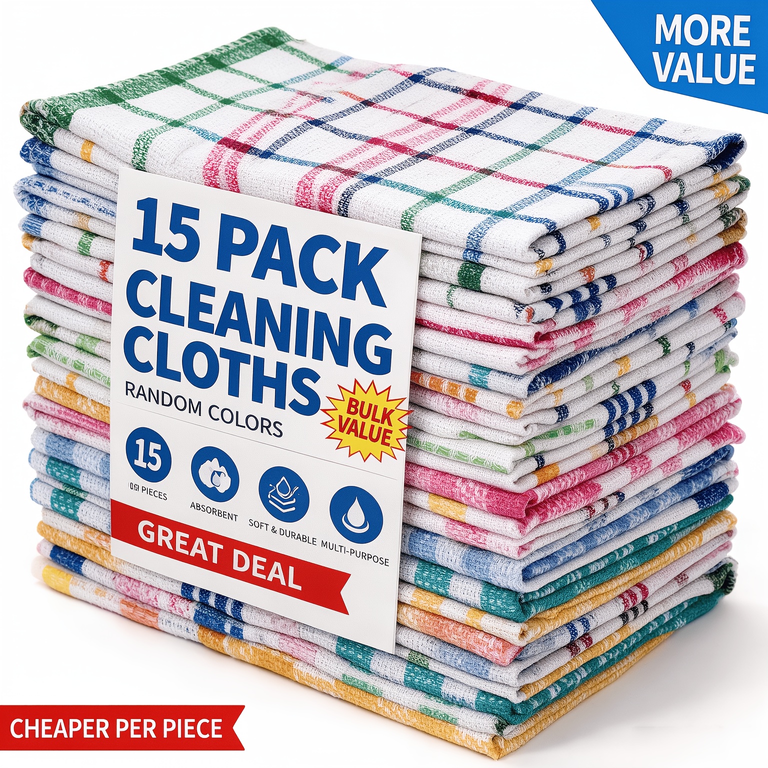 TEMU 15-pack Kitchen Dishcloths, Soft Absorbent Dish Towels, Reusable Durable Kitchen Wipes, Quick-dry Dishcloths For Kitchen Uses