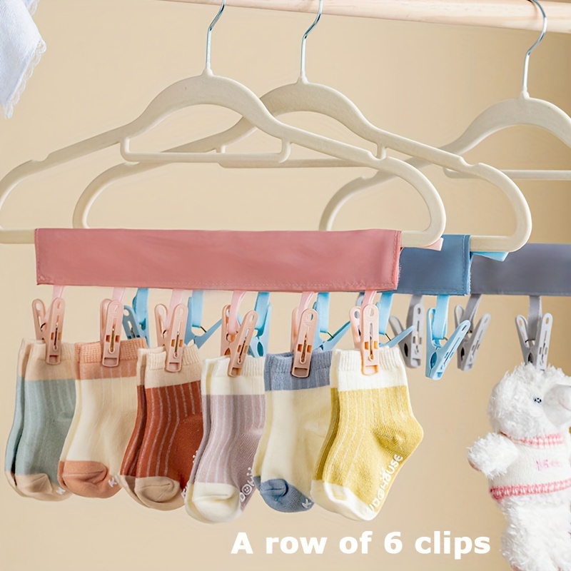 2pcs portable travel fabric clothes hanger multifunctional folding clothes clip sock underwear clip for hotel travel accessories drying rack details 2