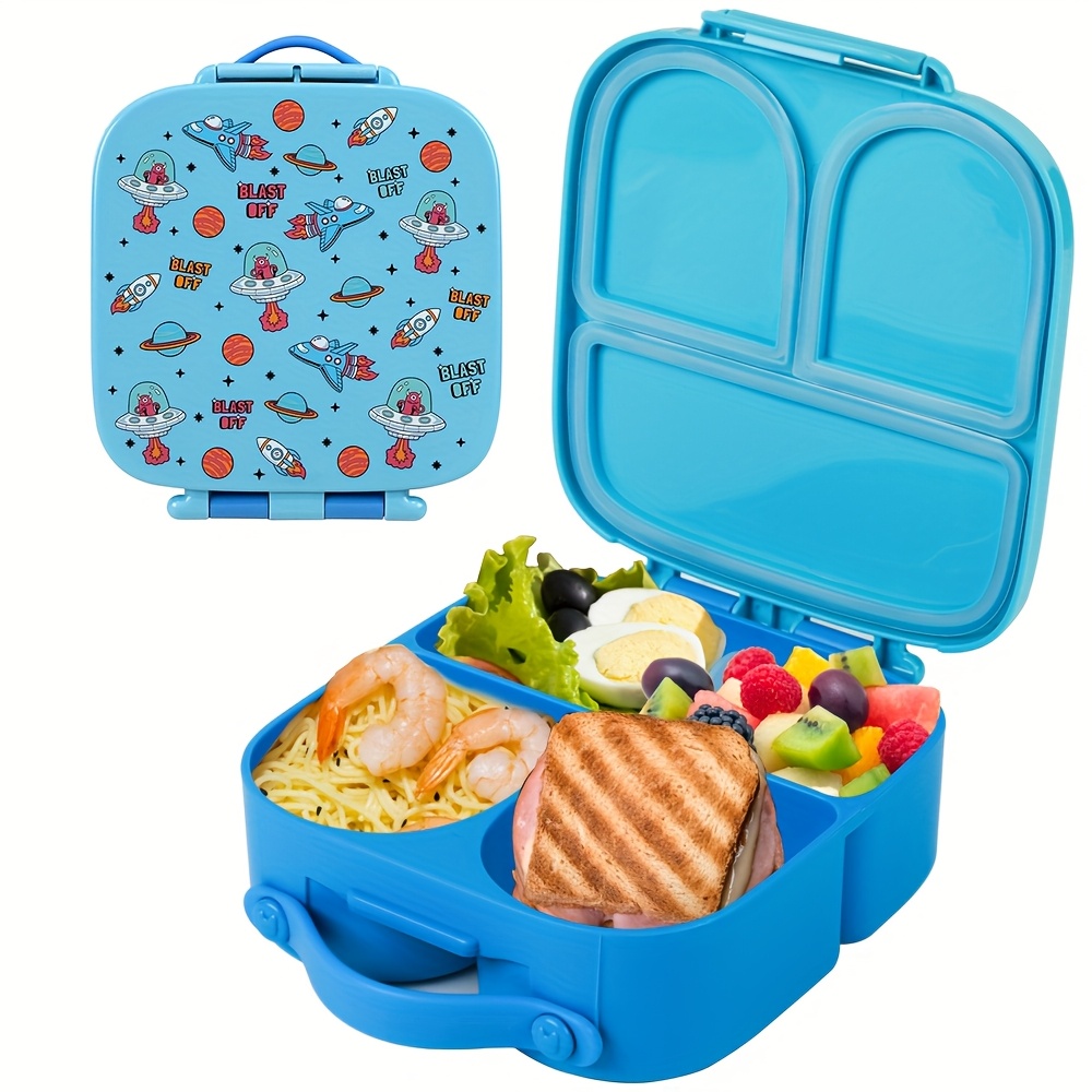 1pc Cute Cartoon Lunch Box Bento Box With 4 Compartments And Removable Divider, Back To Ideal Leak-proof Lunch Box Containers Student Lunch Box Christmas Gift