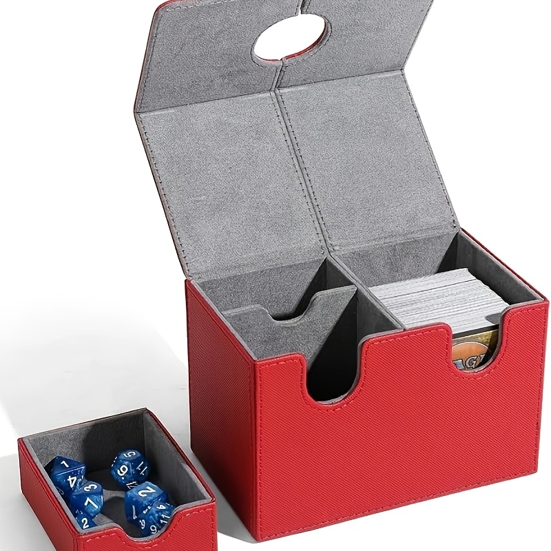 

Mtg Card Box With Dice Tray, Leather Magnetic Closure Storage Case For 200+ Tcg Ccg Cards, Card Storage Box