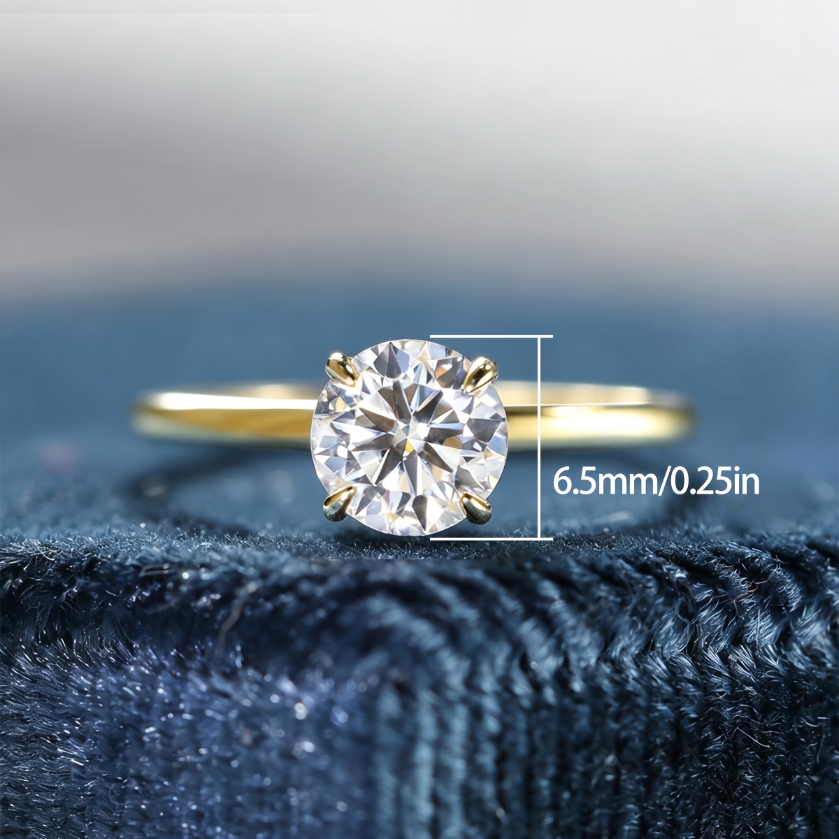 Women's Minimalist Solitaire Band Ring with Synthetic Zirconia