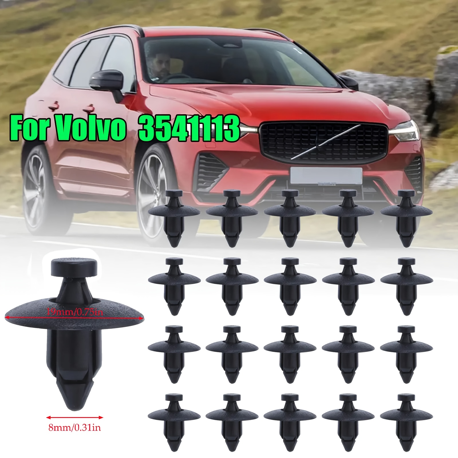 TEMU 20 piezas de Clip Retenedor Tipo Empuje para Cubierta de Parachoques, Forro de Guardabarros y Panel de Maletero 3541113 para Volvo V50 V60 V70