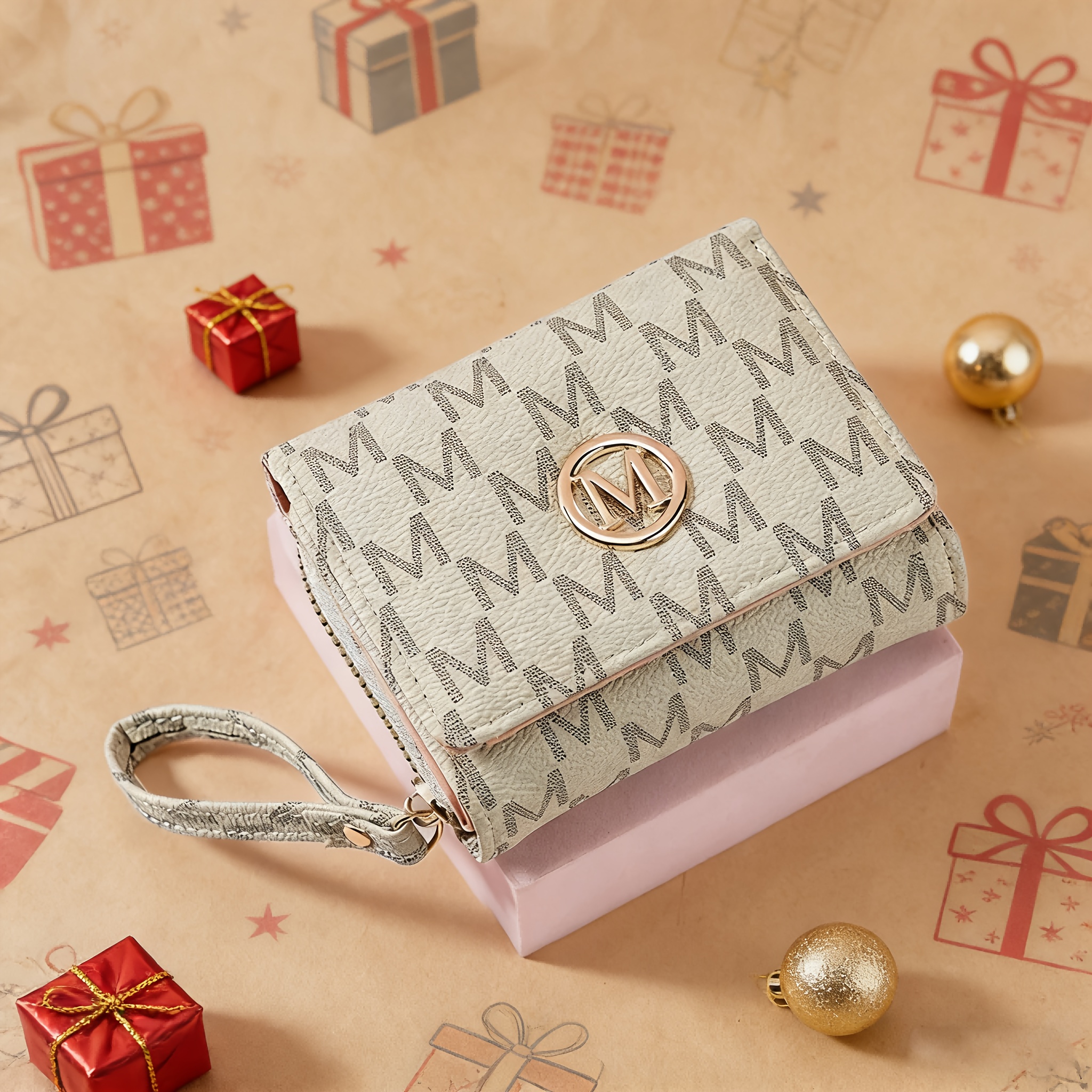 TEMU Portefeuille pour femme - Porte-monnaie pochette court - Texture à motif imprimé - Très pliable avec poche à monnaie pour un usage et élégant -