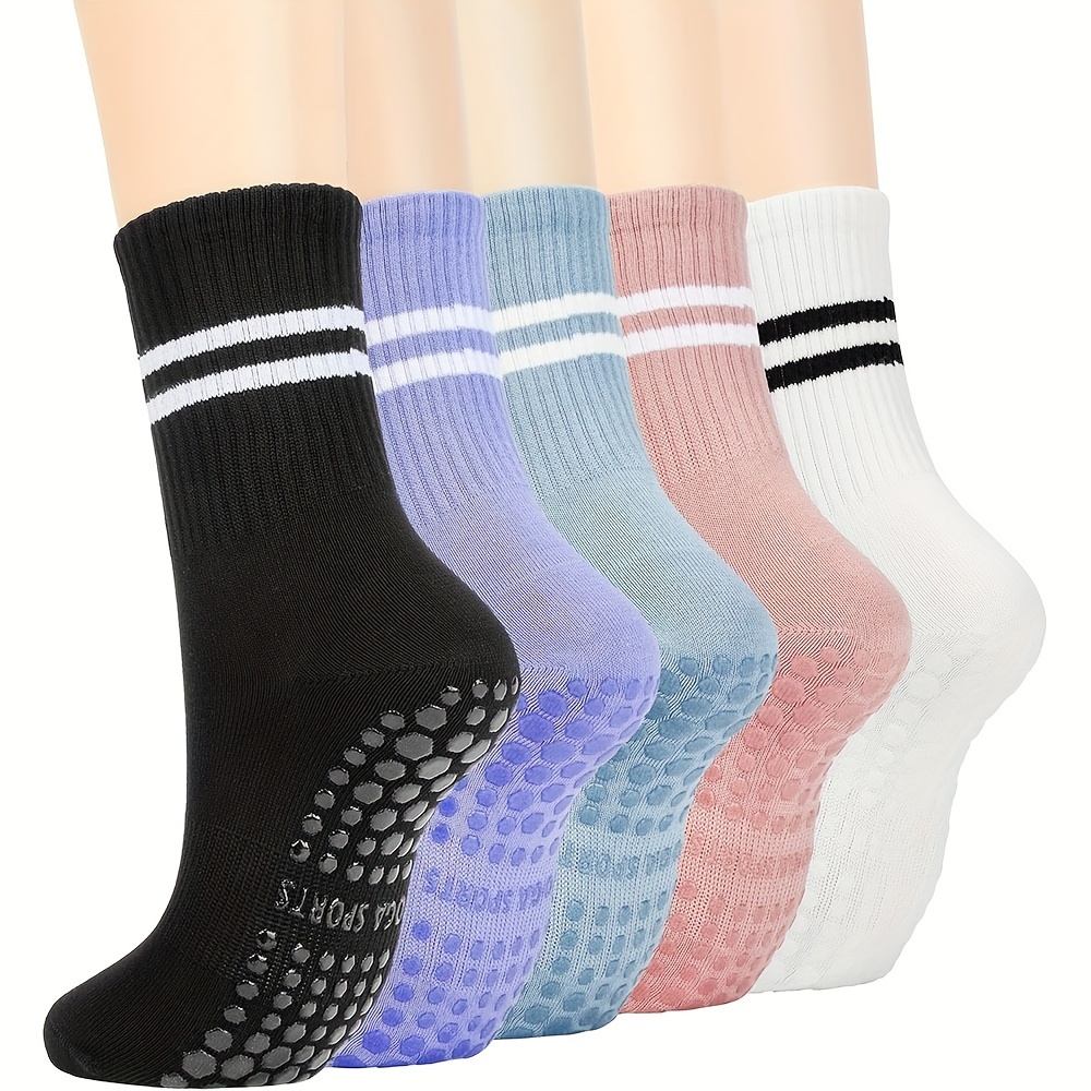 FIDWALL Pilates Socken Damen - 3 Paar Rutschfeste Slouch-Socken Mit Silikon-Grips