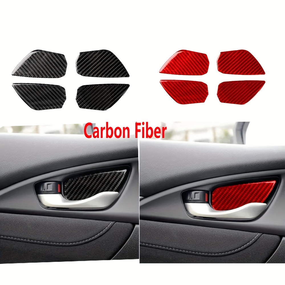 

4pcs Carbon Fiber Car Interior Door Handle Decoration For Honda For Civic The Tenth Generation 2016 2017 2018 2019