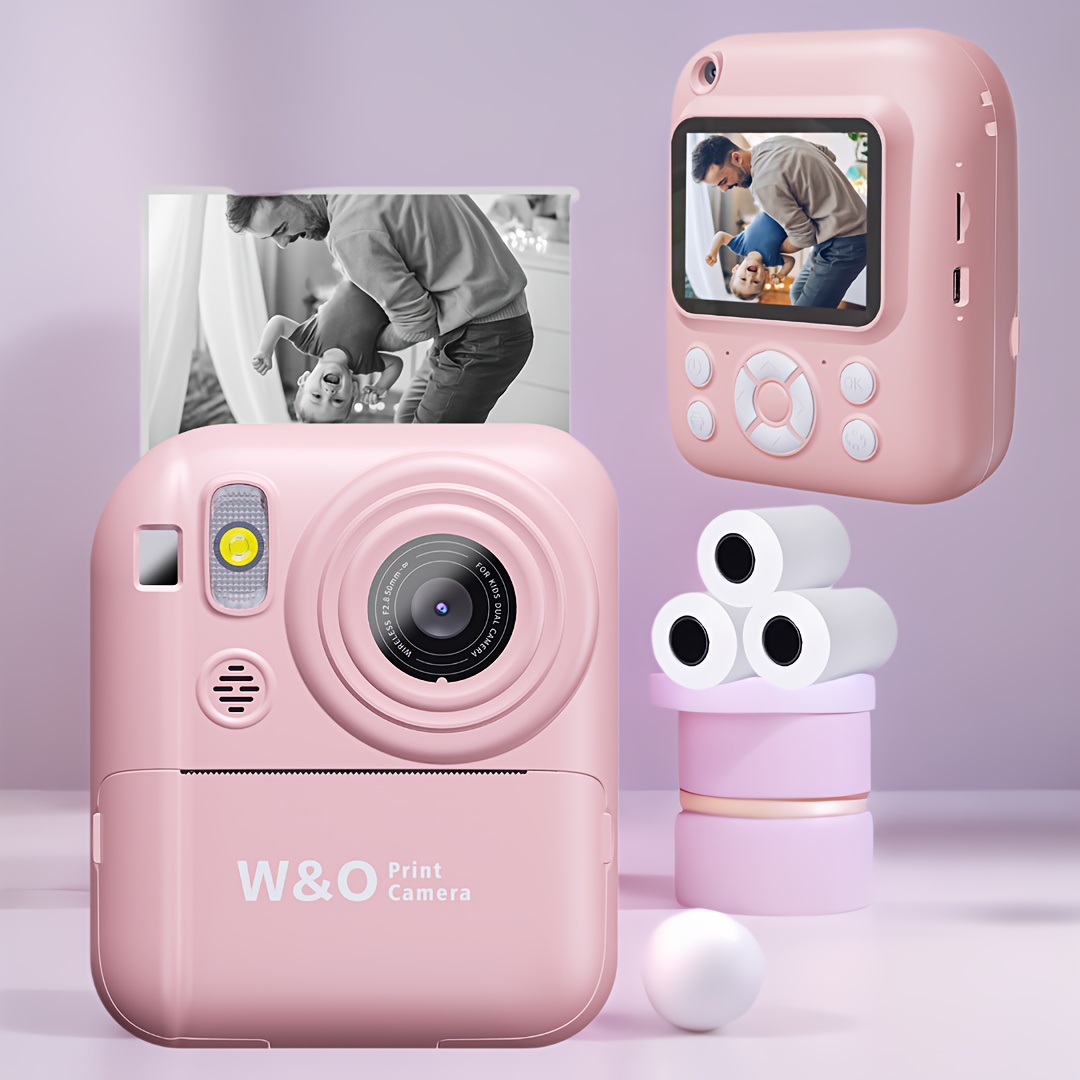 New Instant Print Camera, 1080P 2.4 Inch Screen Super Cute Instant Camera With 3 Rolls Print Paper & 32GB Card, Digital Camera Kids Gift For Kids 3-12 Years, Perfect Holiday Gift For Girls/Boys, Birthday Gift.