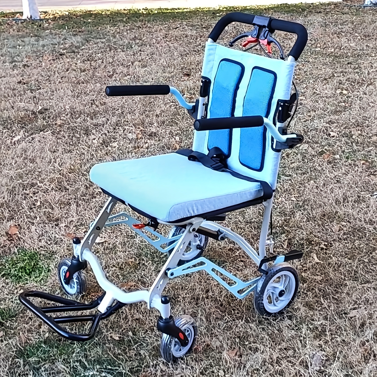 WEYRAL 12kg Folding Light Wheelchair | Telescopic Handle, Oversized Backpack & Travel Bag, Decubitus Pad, Ultra Light, Foldable, Collapsible for Transport - Image 9