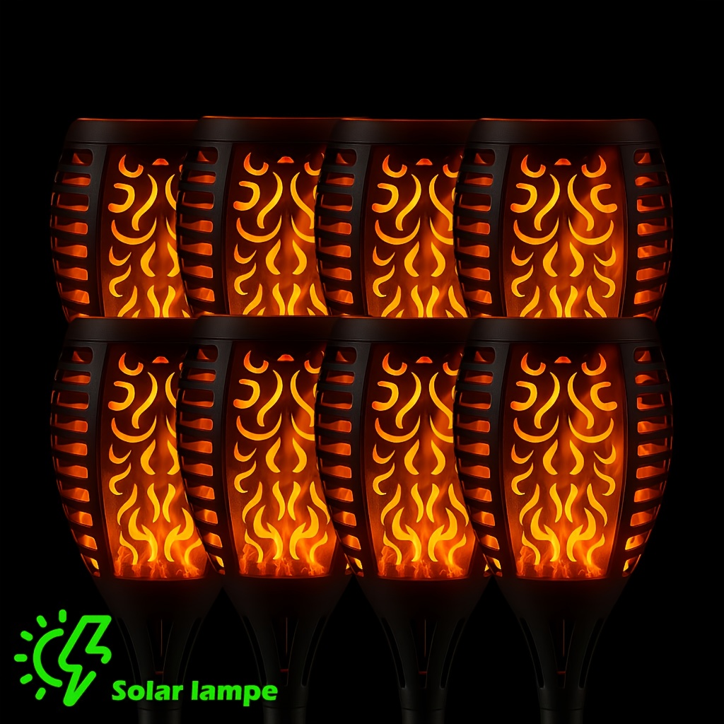 TEMU 4/ 8/ 12 Pack Setonr Solar Powered Flickering Flame Torches Lights For Outdoor - Landscape Torch Lights Auto On/ Off, Garden Pathway Lights For