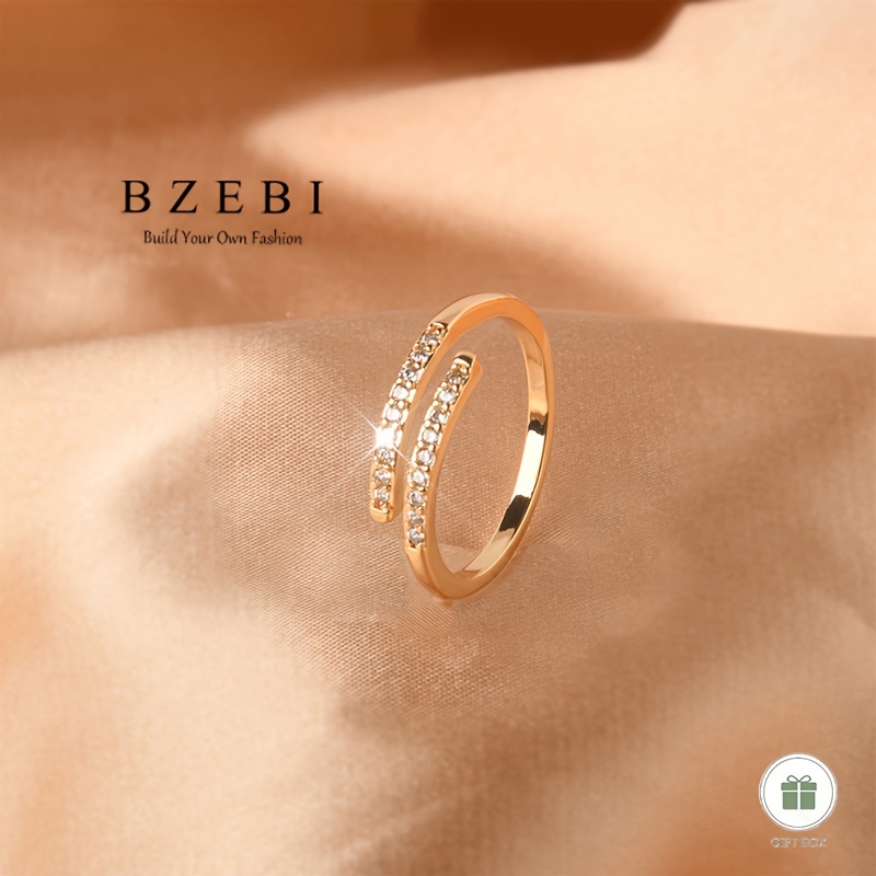 Image of Shining Synthetic Synthetic Zirconia Ring, Middle Jewelry, Simple Women's Birthday Christmas Mother's Day Valentine's Day New Year Gift, Adjustable With Gift Box 777r