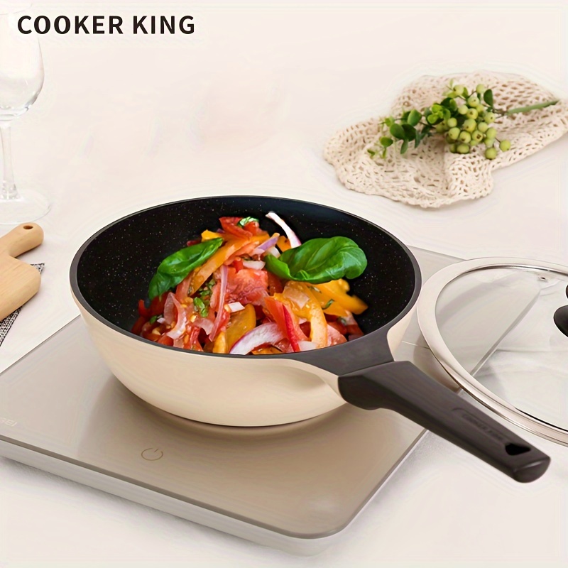 

Cooker King, 1pc, Frying Pan, 9.45-inch, With Glass Lid, Non-toxic, Ptfe & Free, Heat-resistant Handle, Induction Ready, Compatible With All Cooktops, For Restaurant