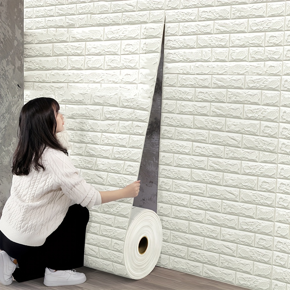 

3d Brick Pattern Self-adhesive Wall Stickers - 1 Roll, 50cm X 500cm, Polystyrene Foam Wallpaper, Waterproof Moisture-proof, Wall-mounted, Reproduction Art For Bedroom Decor &