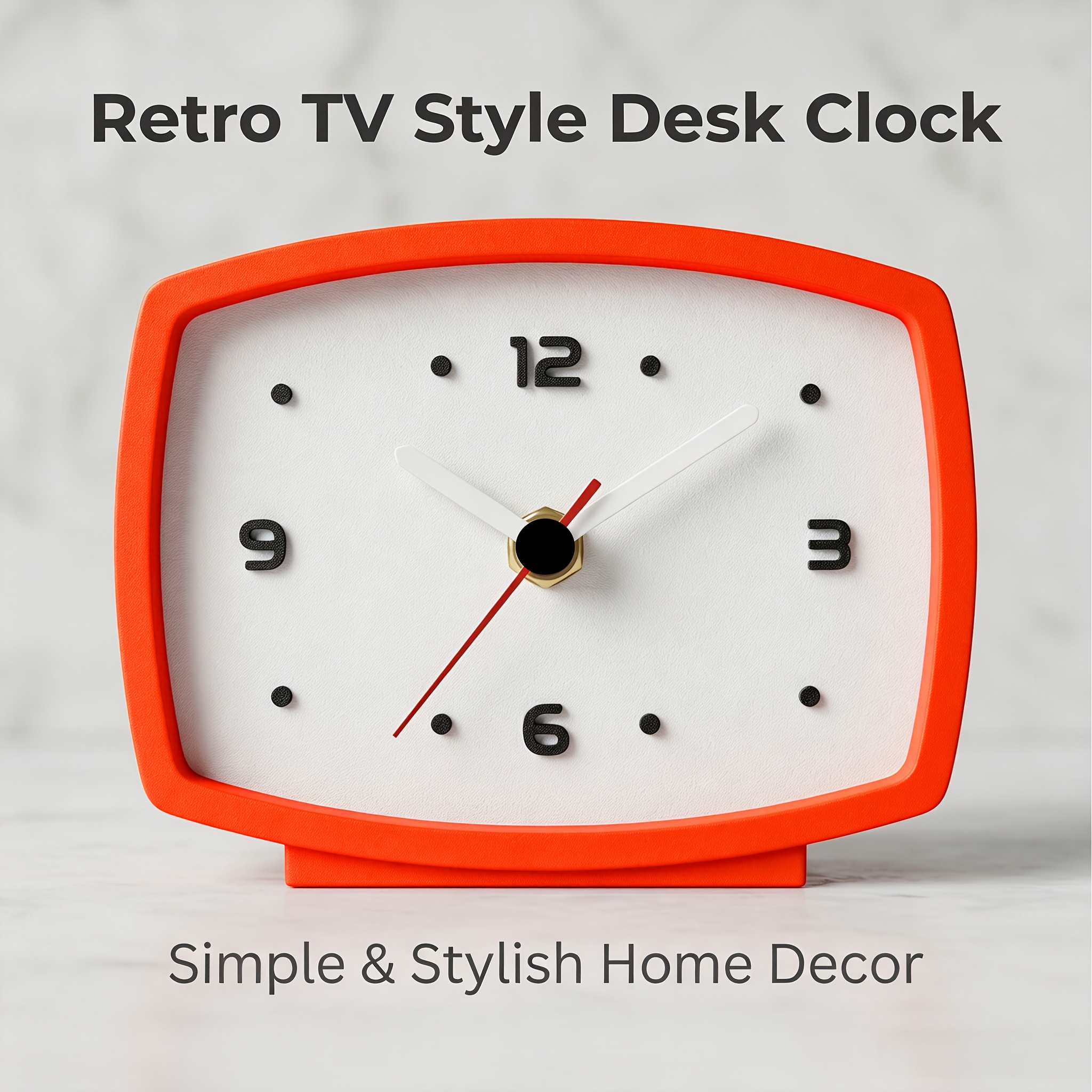 TEMU -style Desktop Clock, Red-framed Clock, Hands Desktop Clock, Silent Decorative Clock, Decoration Style Desktop Clock