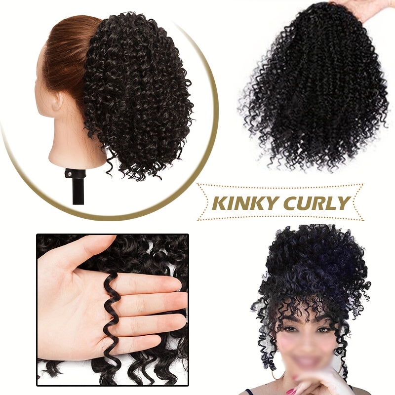 8 inch short   ponytail extensions for synthetic afro hair with 2 clips multi color options light brown to dark red secure drawstring closure for     ponytail hair extensions details 6