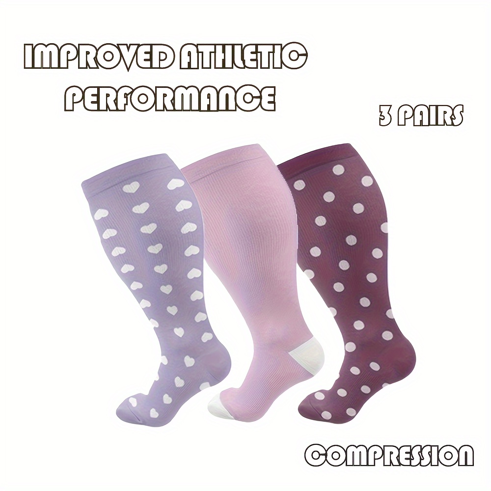 

1/3 Pairs Plus Size Compression Socks For Women Men - Support Knee High Socks For Travel Athletic Cycling