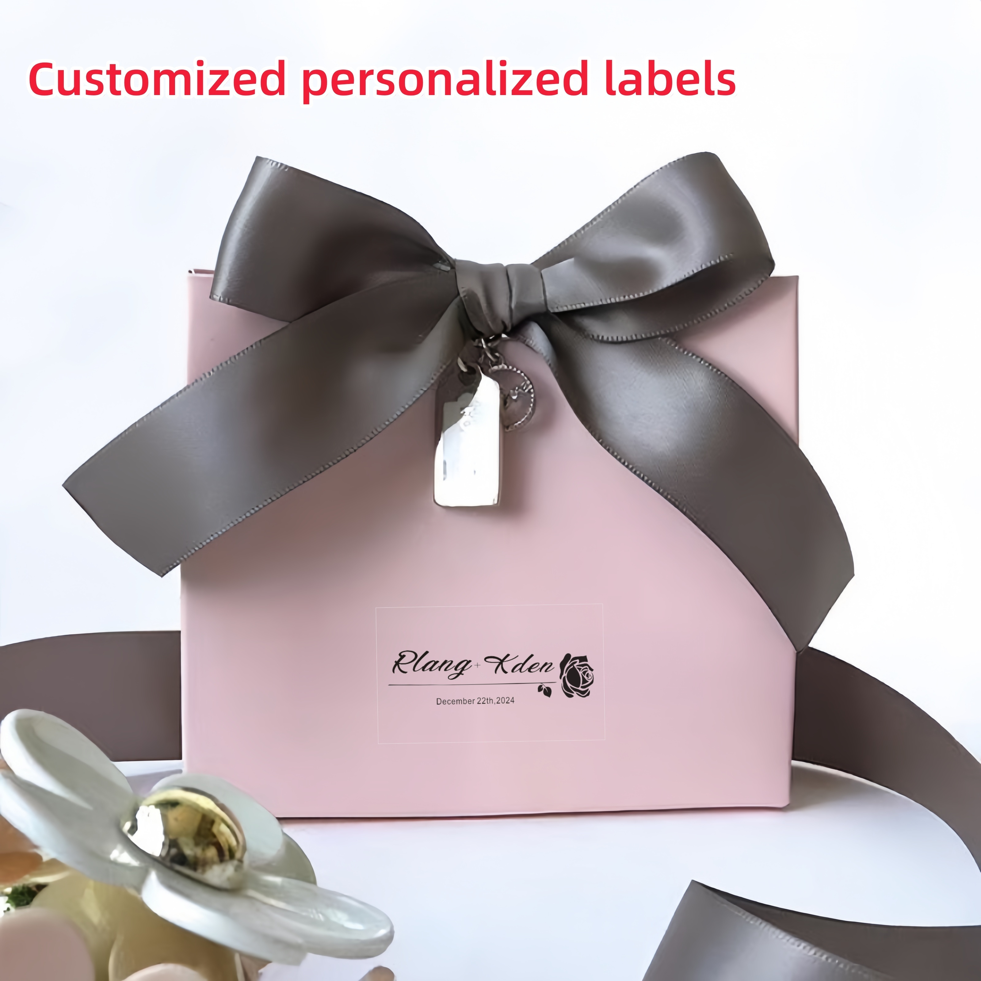 

80pcs Professional Customized Personalized Label Stickers, Transparent Waterproof, Romantic Elegant Art Design, Suitable For Wedding, Business, Banquet, Celebration, Festival, Birthday