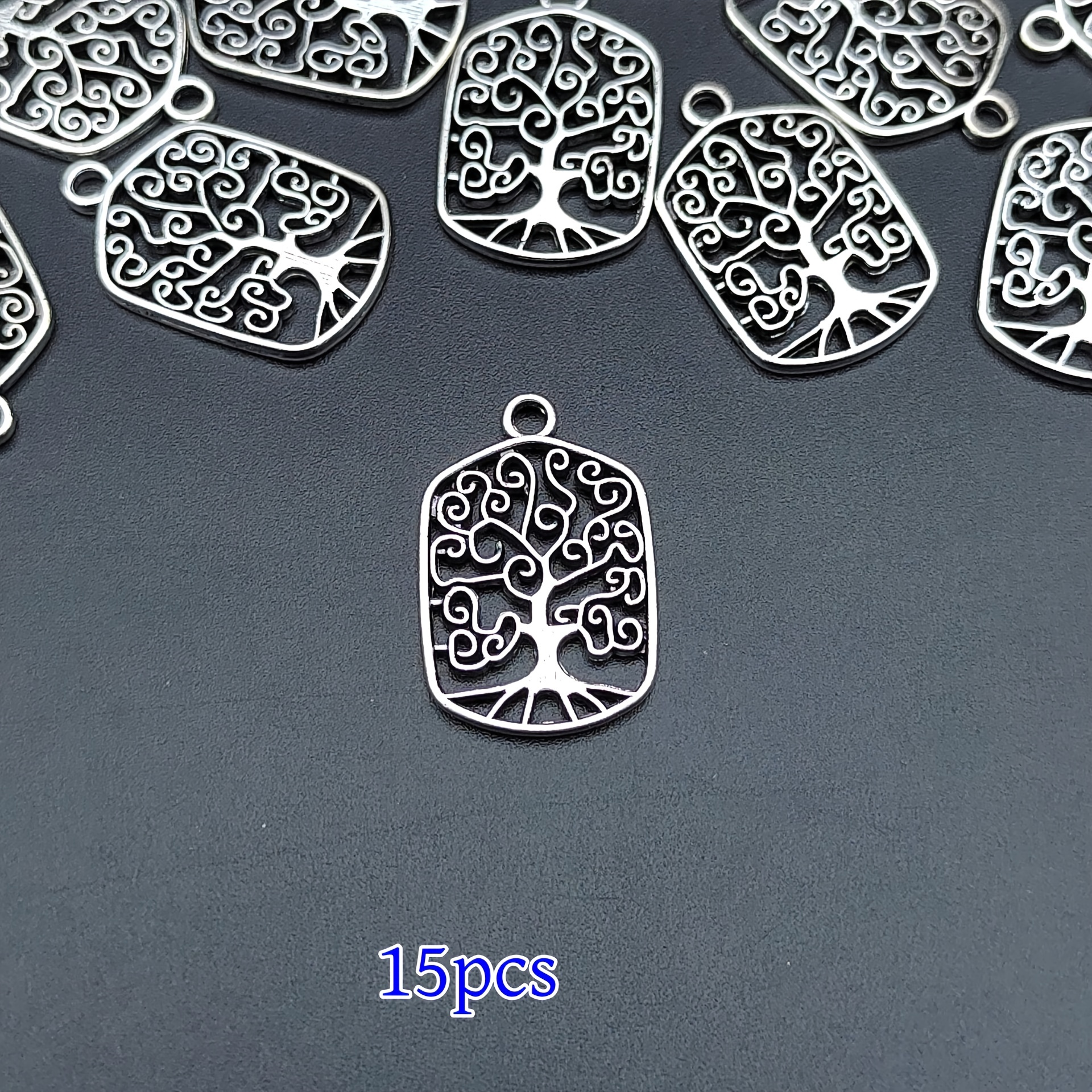 E-shop 15 Stück Retro Bohemian Hollow Baum des Lebens Anhänger Damenmode Halskette Ohrringe Zubehör Handgefertigter Schmuck