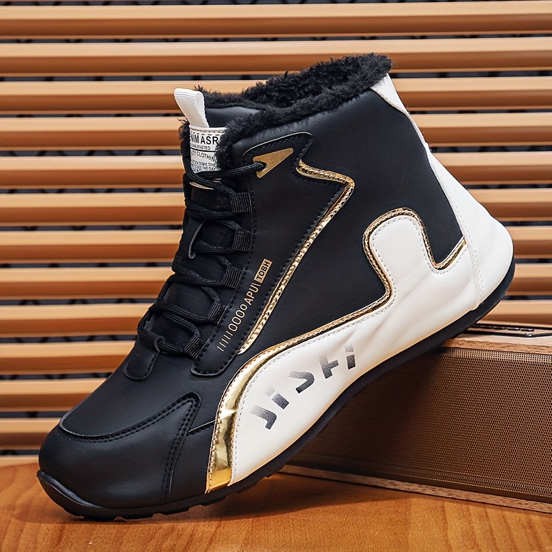 

Men's Casual Sneakers - Mid-top, Lace-up, Non-slip Pvc Sole, Warm Fleece For Fall/winter