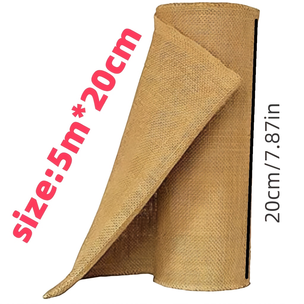 E-shop 5-Meter langes, 20/25 cm breites Natur Jute Stoffband - Sackleinen Geschenkverpackung Weihnachten Vintage Hochzeit Tischläufer Tischdecke, Beige