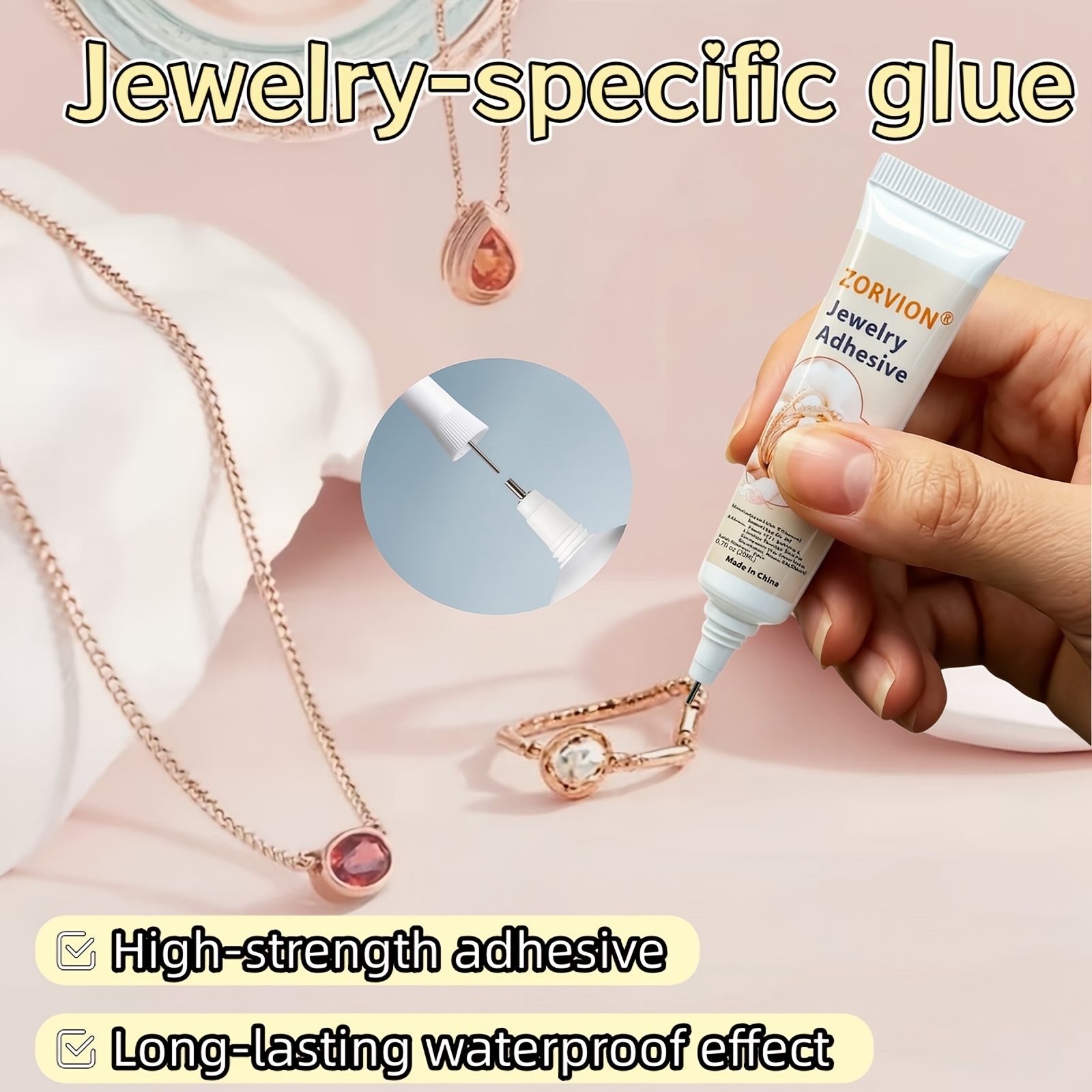 Jewelry Adhesive for Bonding Pearls, Rhinestones, and Gemstones