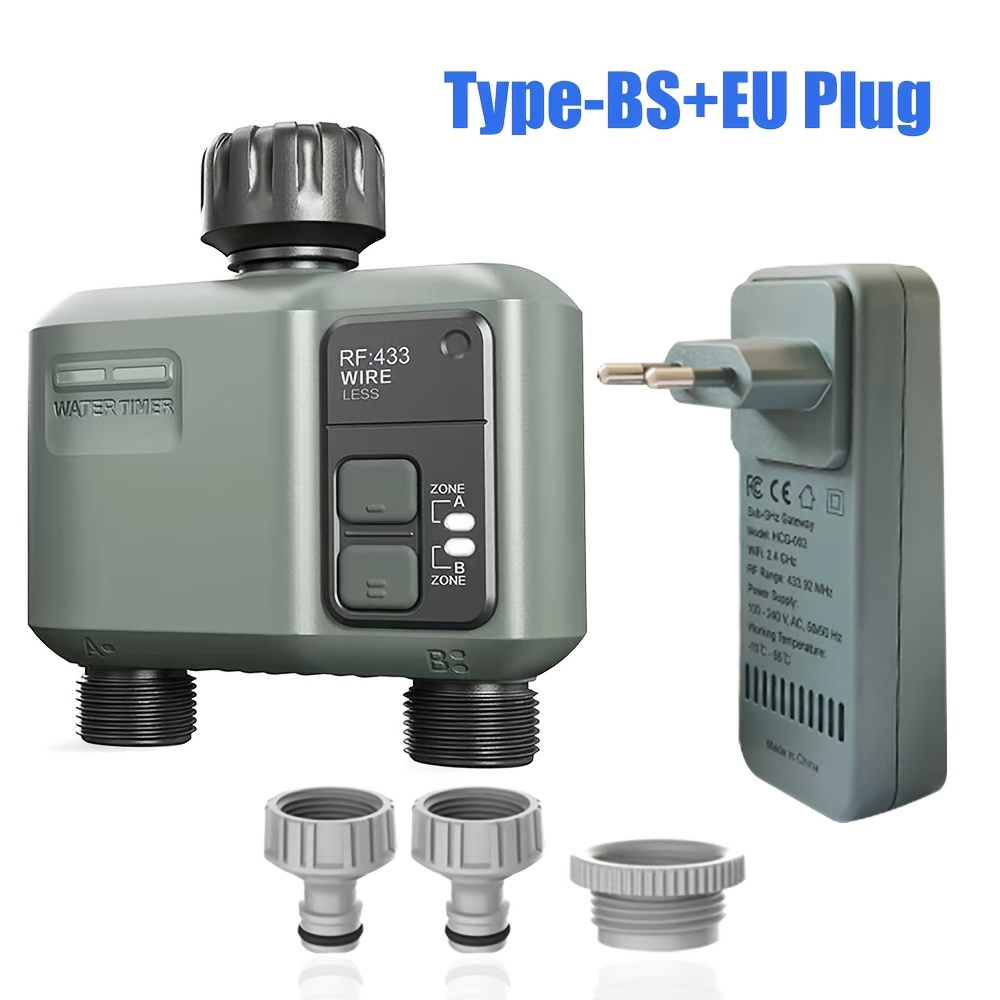 2-zone Wifi Smart Watering Timer, 3/4" Pipe Connector, Equipped With 1640ft Rf , Featuring Rain Delay/manual/auto Functions, Controlled By /smart , Suitable For Watering Lawns, Yards, And Gardens