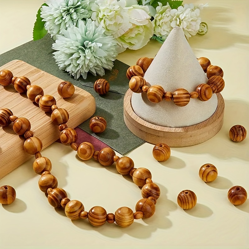 OSALADI 100 Pezzi Perline Legno per Bracciali Fai da Te