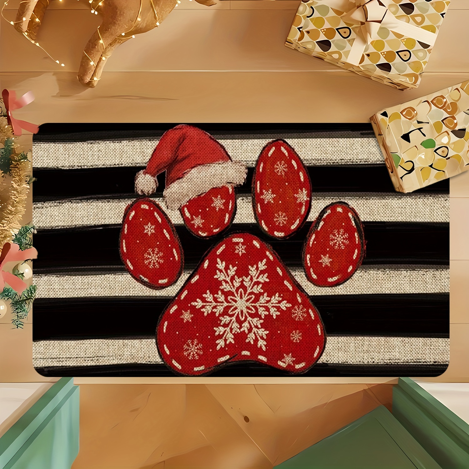 

Christmas Paw - , , -dry, Washable, Flannel Rug For / Use - For , Bedroom, Bathroom, & Rv Theme