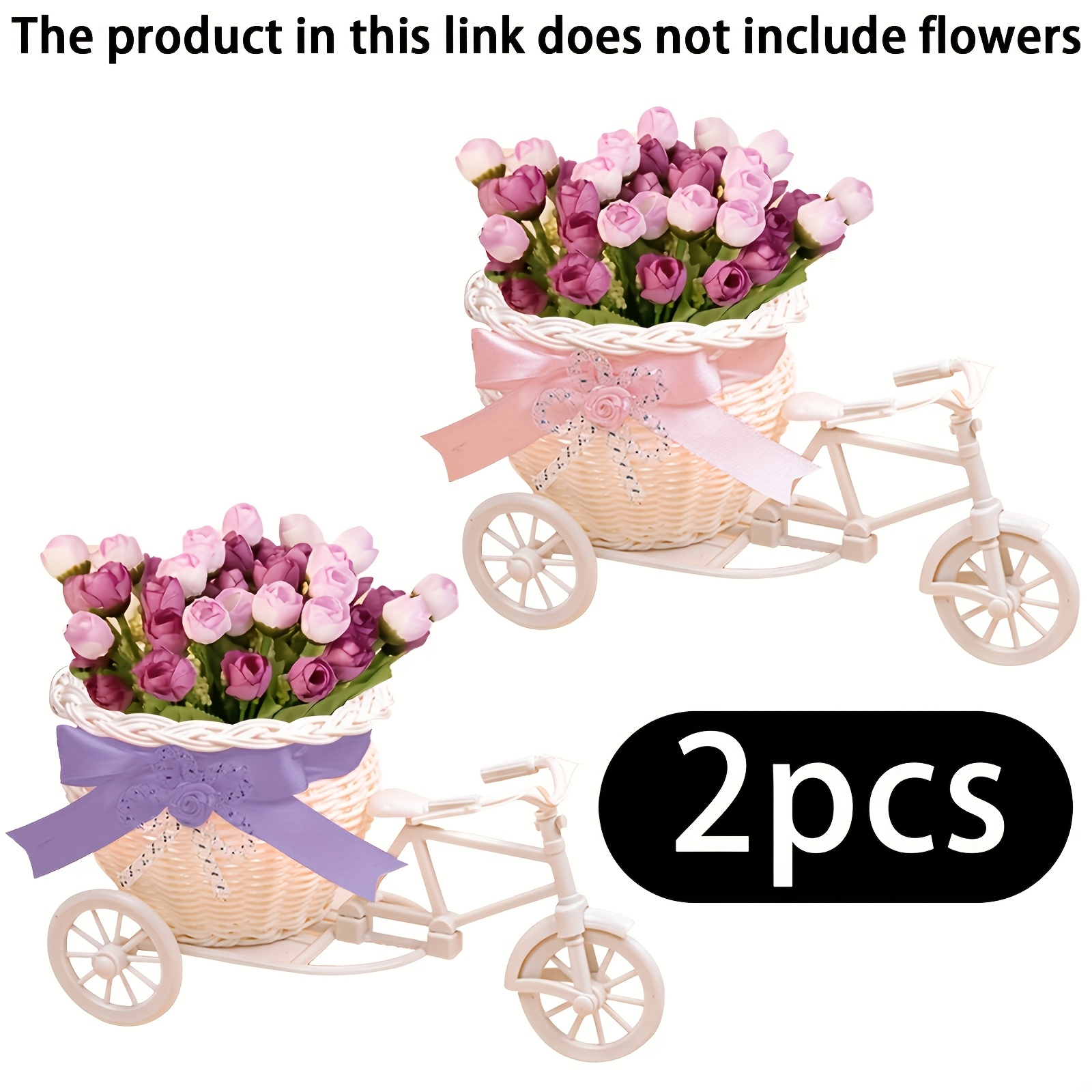 2pcs [ Pot With Rattan Cart] Chic Artificial Flower Pot With Rattan Cart - Ideal For Living Room Decor And Supermarket Displays Gardening Gift Home Decor