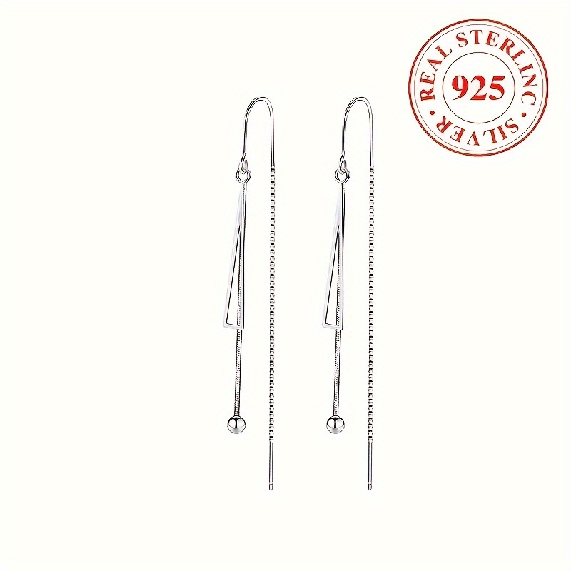 

1pc Boucles d'Oreilles Pendantes Élégantes en Argent 925 - Hypoallergéniques, de , Triangulaire, Plaqué Argent, /Cadeau, Toutes , de