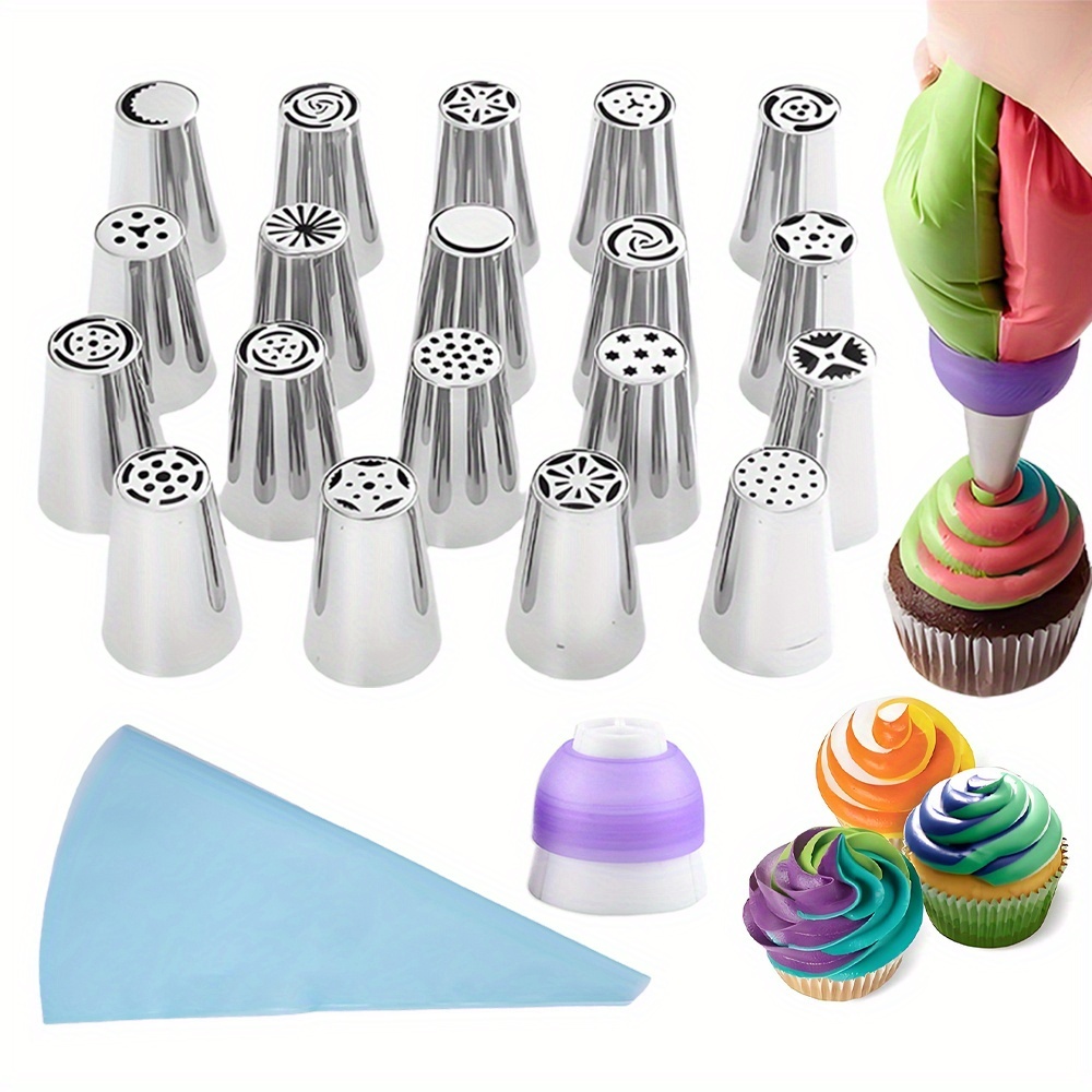 21pcs stainless steel cream pipe nozzles 1 2 inch russian