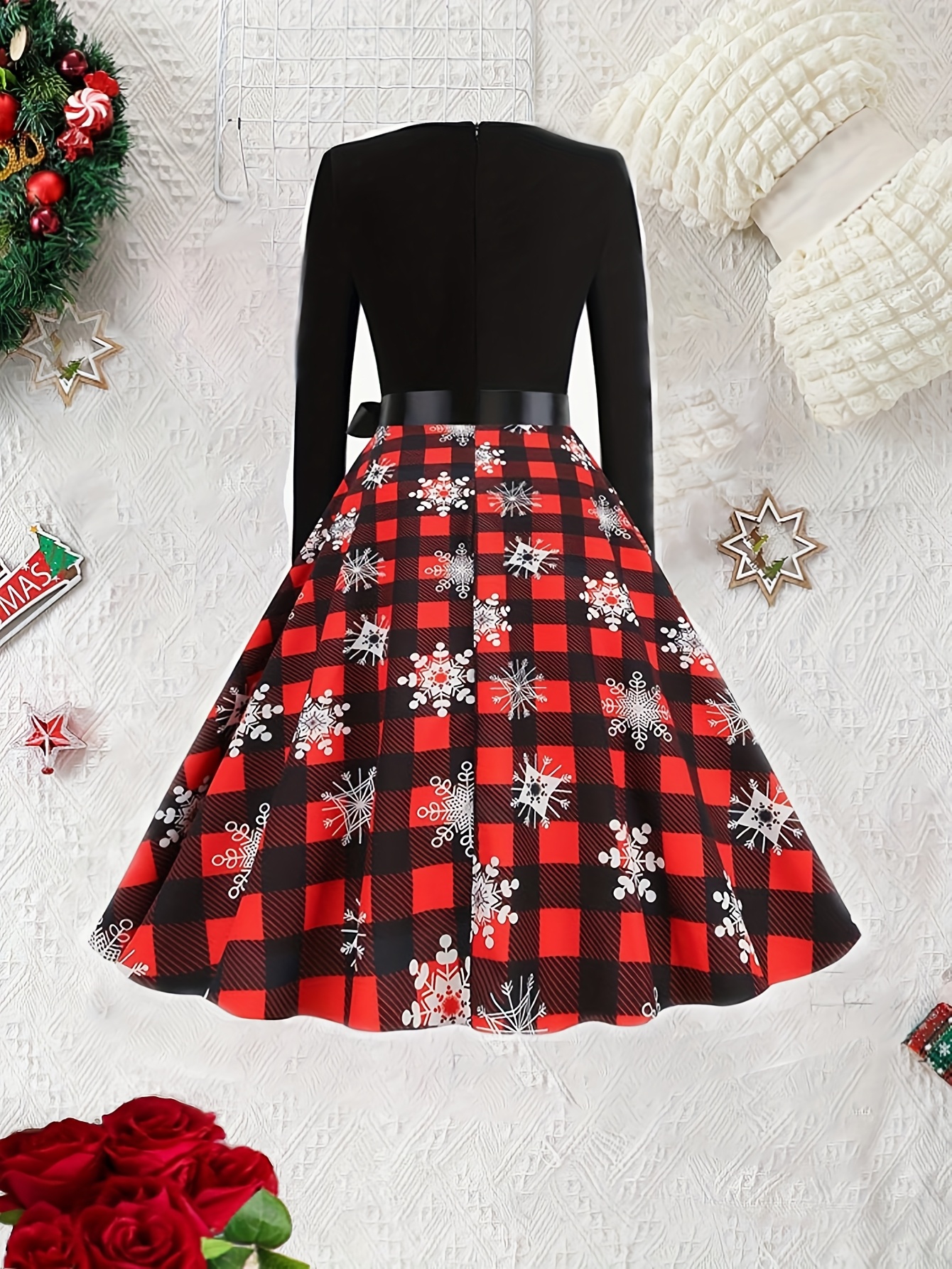 womens vintage 1950s christmas party dress long sleeve v Temu