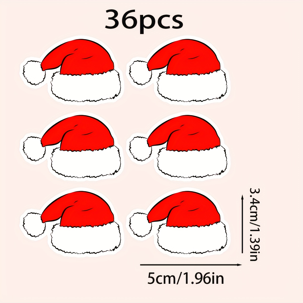 Image of 36pcs Christmas Hat Stickers - /name Labels, Red And White Holiday Design Christmas Hats, Merry Christmas