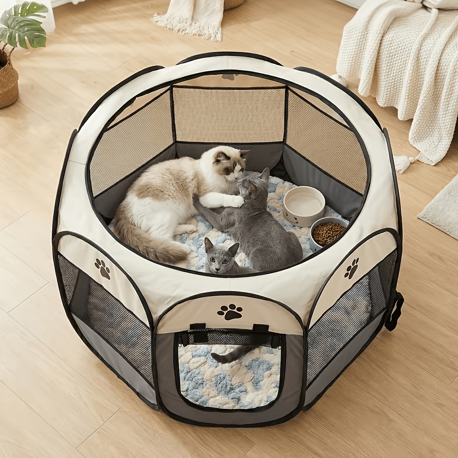TEMU Tente enclos pliable et portable pour animaux de compagnie, 8 pièces, convient aux chiots, chiens adultes, chats et lapins - Transporteur de