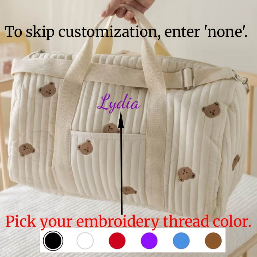 TEMU Embroidered Parent Bag | Large Capacity With Exterior Pockets, 4-side Storage Design, Cloud Velvet Material, Handheld/crossbody, Organize
