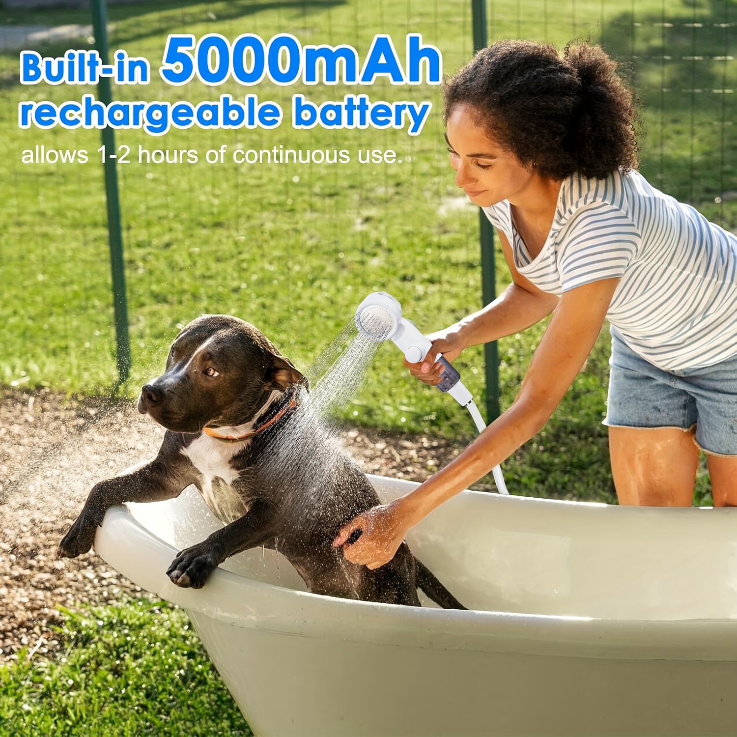 Portable Rechargeable Electric Camping Shower Pump for Outdoor Bathing, Car Cleaning, Gardening, and Pet Care
