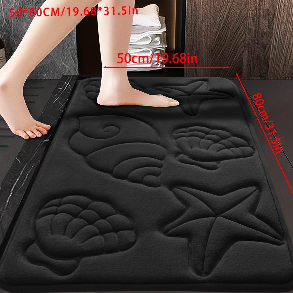 TEMU 1pc Quick-drying Memory Foam Bath Mat, Non-slip Soft And Comfortable Carpet, Suitable For Kitchen, Bathroom, Bedroom, Living Room - Coral Fleece