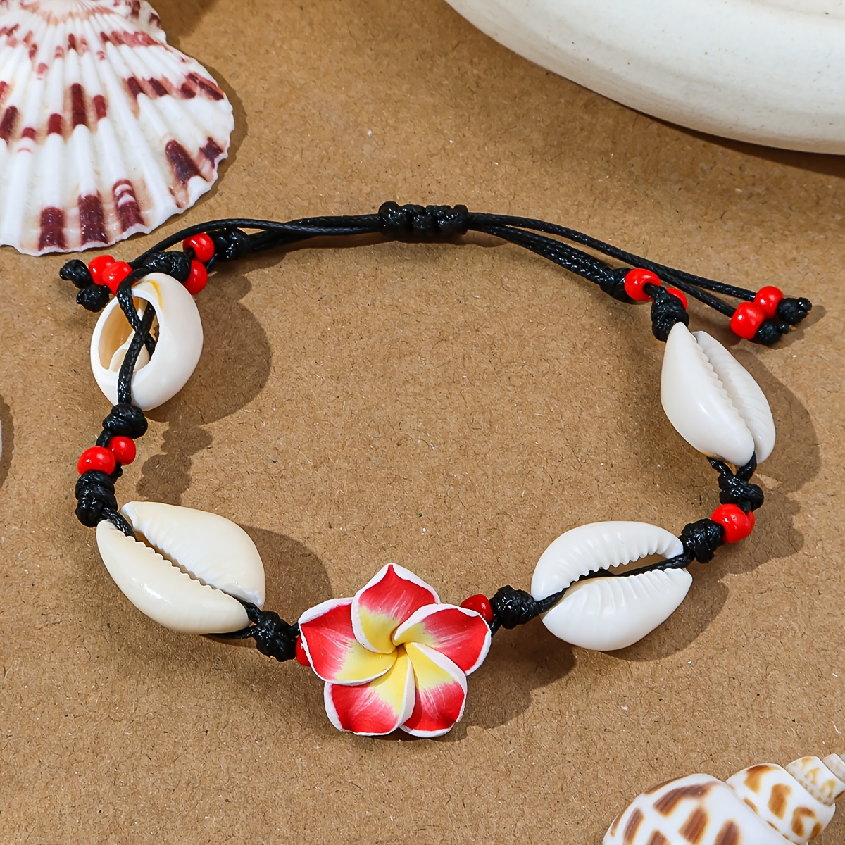 TEMU 1pc Bohemian Egg Flower Woven Anklet Women's Travel Vacation Fashion Outfit Jewelry