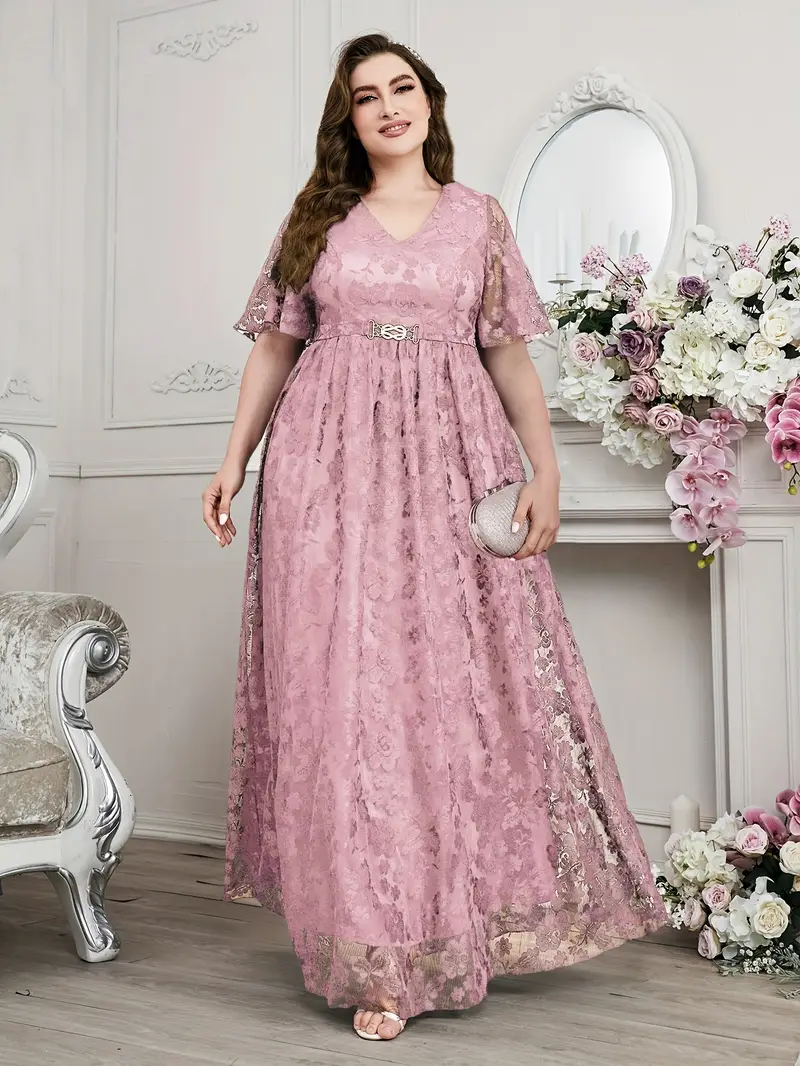 plus size plus size fashionable elegant long lace dress a v - Temu plus size plus size fashionable elegant long lace dress a v - Temu
