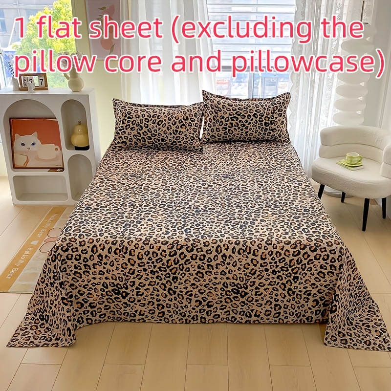TEMU 1pc Western Leopard Print Fitted Sheet (pillowcase And Pillow Insert Not Included), Material, Machine Washable, Comfortable And Breathable