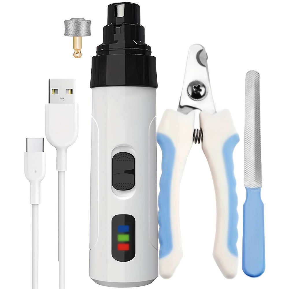 TEMU Pet Nail Trim Set Dog Nail Grinder, Pet Supplies, Pet Cleaning Dog Nail Trimmers And Clippers Kit, Electric Pet Nail Grinder, Rechargeable, For