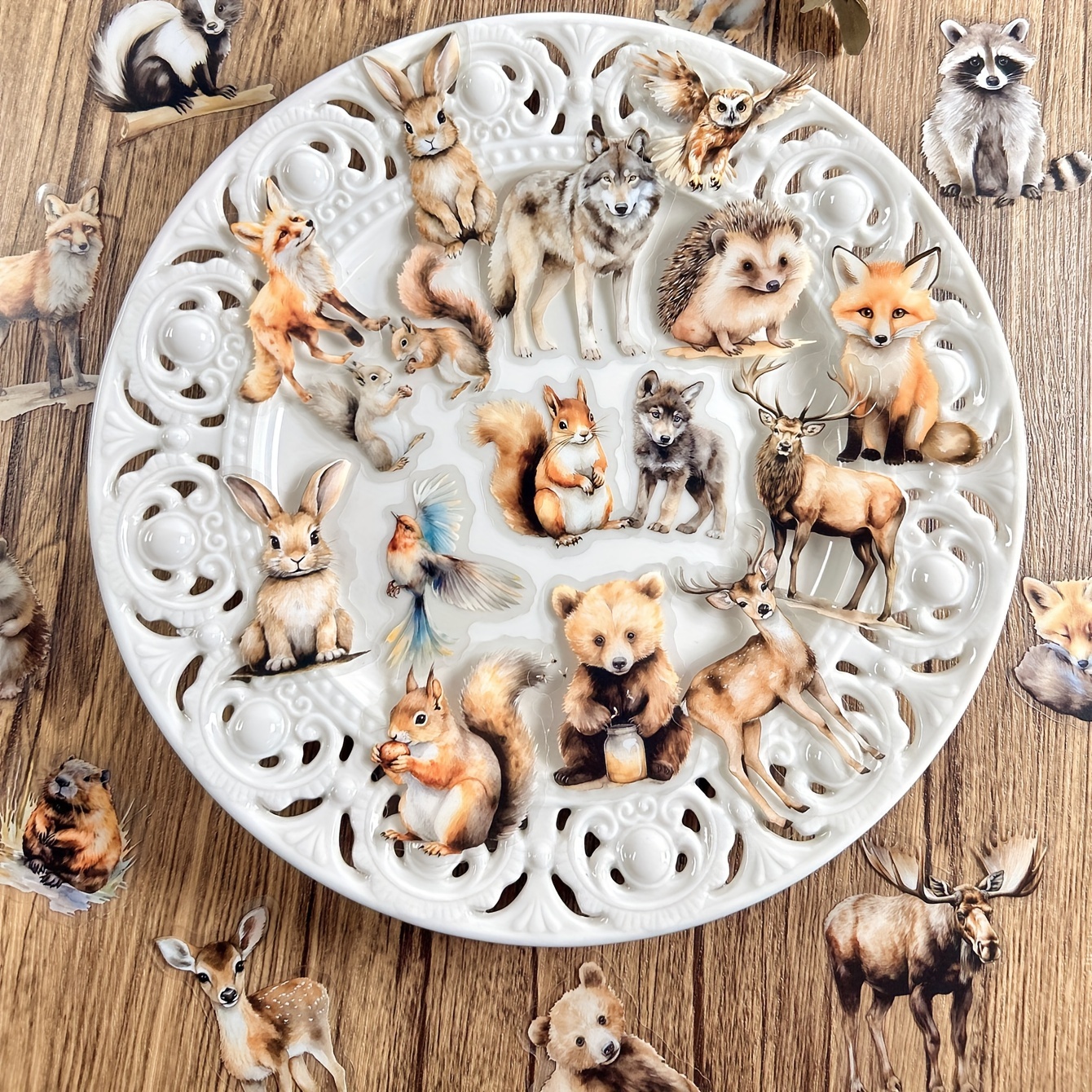 A Pack Of 25 Forest Animal Chip Decoration Collage Background Material Pet Stickers