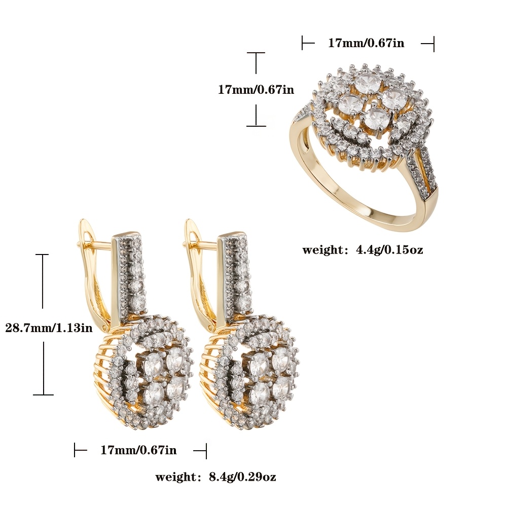 Two-Tone Pave Earrings and Ring Set, Elegant Gift